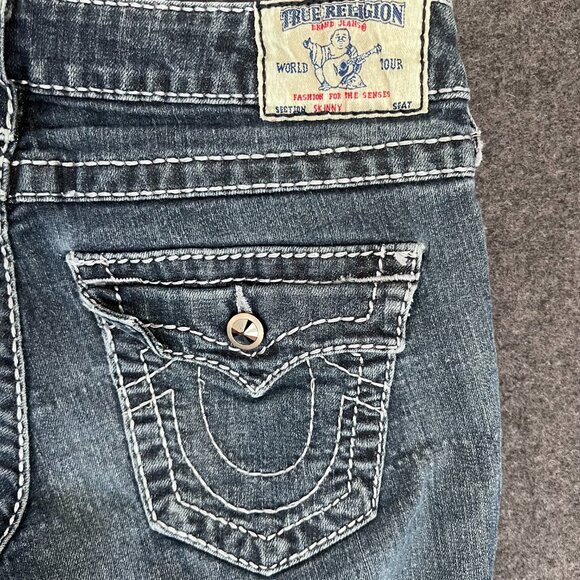 TRUE RELIGION SKINNY SWAROVSKI CRYSTAL JEANS 28x30 - Picture 11 of 13